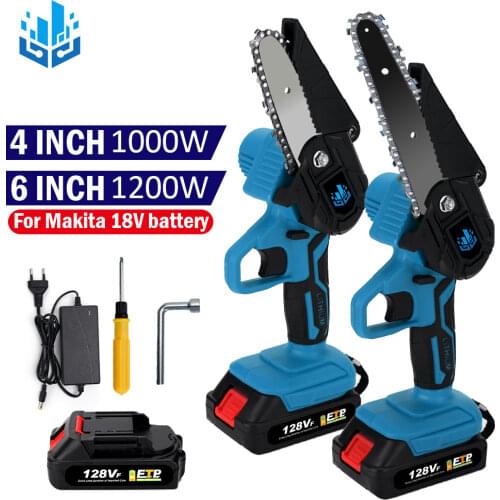 1000/1200W Mini Pruning Saw 128VF Electric Chainsaws Removable For Fruit Tree Garden Trimming One-Handed for Makita 18V Battery
