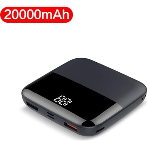 Mini Power Bank 20000mAh External Portable Type C Charger PowerBank LED Display Double USB Poverbank for iPhone Huawei Samsung