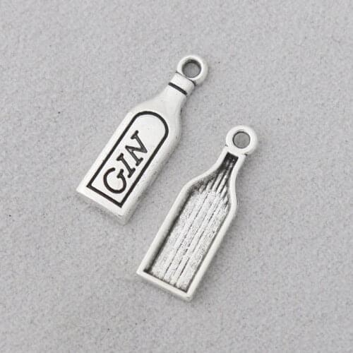 RAINXTAR Fashion Alloy Bottle Of GIN Charms Antique Silver Color Jewelry Finding Charms 8*22mm 100pcs AAC504
