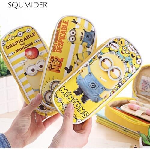 Cartoon Pencil Case Creative Pencil Bag PU Leather Stationery Bag Simple Korean Students Gifts School Office Supplies
