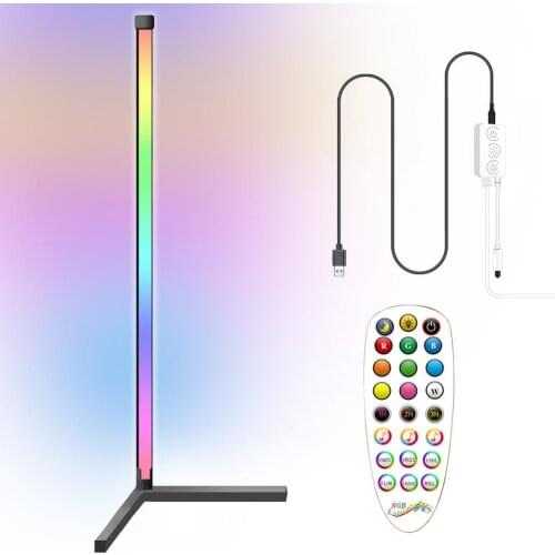 Music LED Corner Floor Lamp Dimmable Colour Changing Atmosphere Light Bluetooth Control Colorful Bedroom Home Decoration