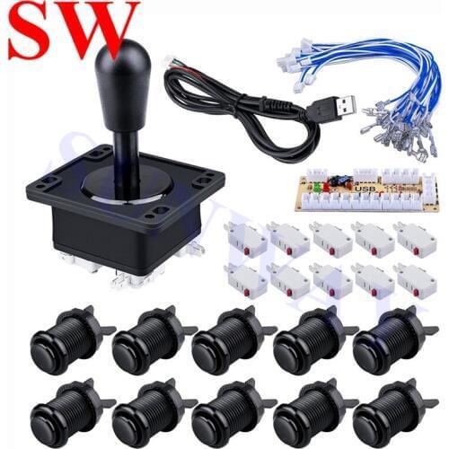 DIY Arcade Joystick Kit Parts 1player USB Encoder HAPP style Joystick with American style push button with 6 color for selection