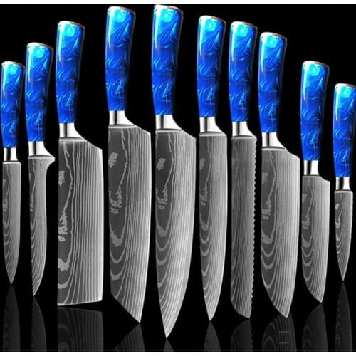 Professional Chef Knife Set Damascus Pattern Japanese Kitchen Knives Meat Bone Fish Fruit Vegetables Cleaver Stainless Steel