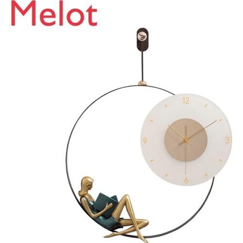 Nordic Entry Lux Style Living Room Wall Clock Internet Celebrity Home Creative Personality Clock Modern Simple Light Wall Watch