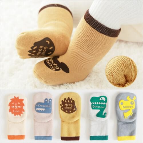 Toddler Indoor Sock Shoes Newborn Baby Socks Winter Thick Terry Cotton Baby Girl Sock with Rubber Soles Infant Animal Funny Sock