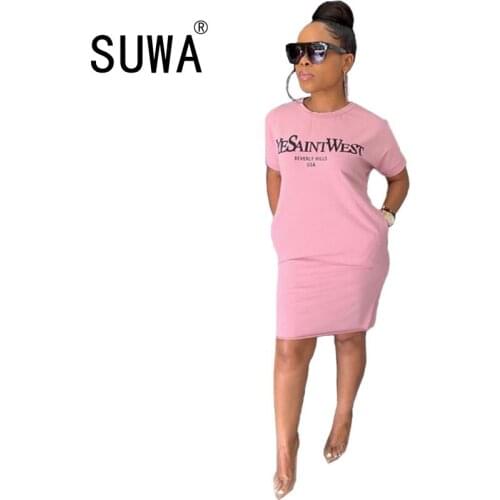New summer style casual letter print women dress short sleeve sexy mini dress female party robe femme