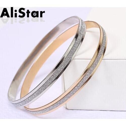Womens Brand bracelets Elegant Gold Silver Plated Bangle Scrub Design Round Rose Gold Bracelets For Ladies'Fashion Gift #BR037
