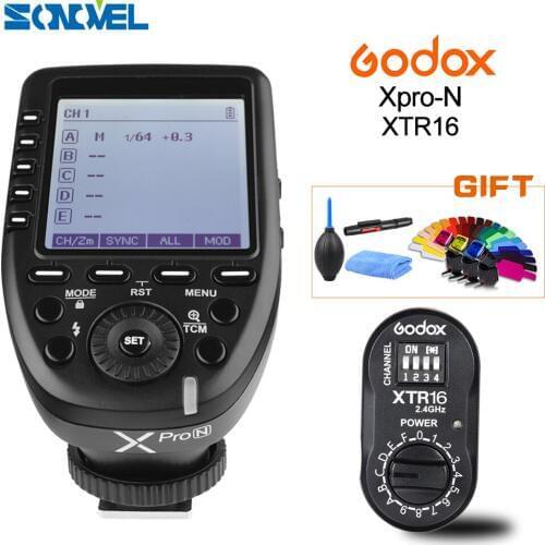 Godox XPro-N Flash Trigger Transmitter with i-TTL II 2.4G Wireless X System HSS LCD Screen + XTR-16 Receiver for Nikon DSLR