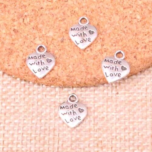 160pcs heart made with love Charms Zinc alloy Pendant For necklace,earring bracelet jewelry DIY handmade 10mm