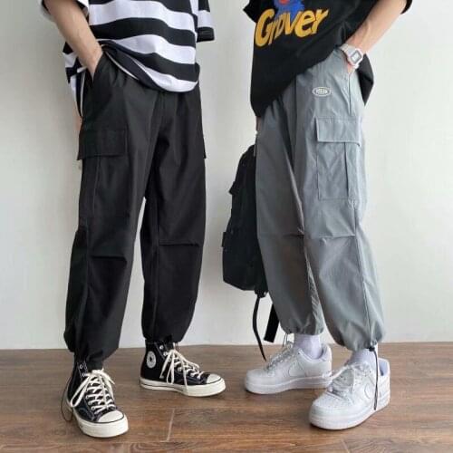 Casual Streetwear Men Skateboarding Sports Pants Grey Black Pants Men Tactical Trousers Tomboy Hip Hop Spring Autumn Sweatpants