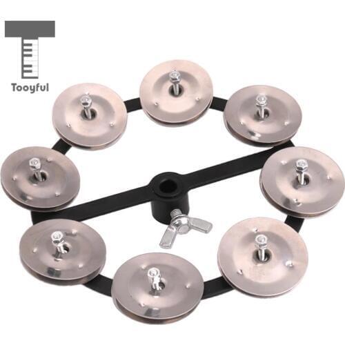Professional Hi Hat Tambourine with Single Row Steel Jingles Percussion Instrument