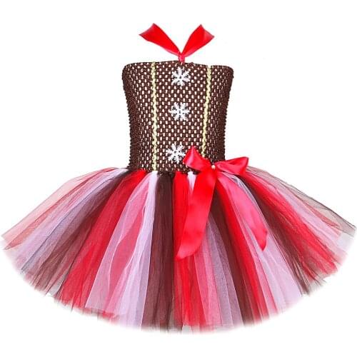 Gingerbread Man Girls Tutu Dress Christmas Ginger Bread Costumes for Kids Girl Halloween Xmas Dresses for Carnival Party Clothes