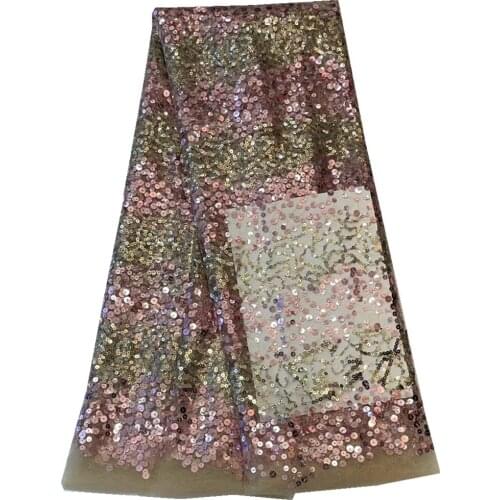 SJ Lace African Lace Fabric 2021 High Quality Lace With Sequins French Lace Fabric Sequined Mesh Laces For Wedding Sewing wy3-43