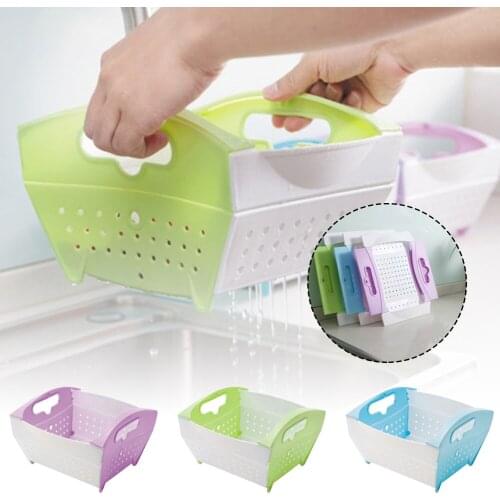 Collapsible Colander Plastic Food Strainer with Side Handles Vegetable Fruit Foldable Strainer Basket