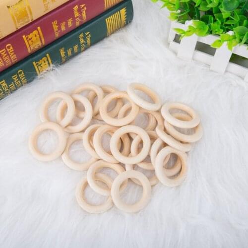 Sutoyuen 10pcs 40mm Wooden Teether Rings DIY Crafs Accessories Baby Necklace Bracelet Making Baby Teether BPA Free Newborn Gifts