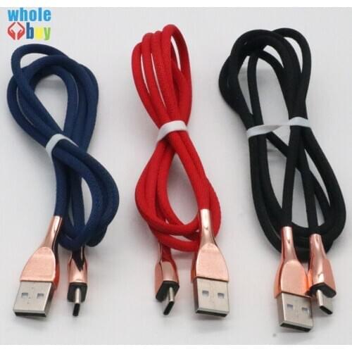 Aluminum Alloy Fabric Nylon Braided 1m Micro USB Data Sync Charger Cable Accessory Type C USB Cable for IPhone 5 6 7 8 X 30pcs