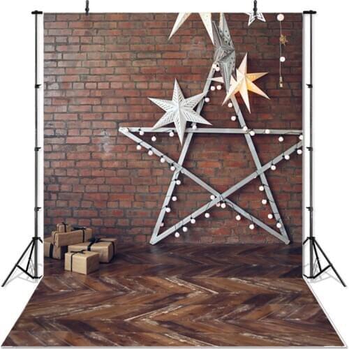 Vinyl Photography Background Christmas Gifts Star Computed Printed Brick Wall Children Backdrops for Photo Studio S-2224