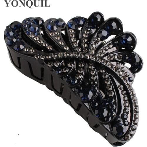 Women Rhinestone Shny Hair Clip Colorful Claw Ponytail Holder Clamp Geometric Simple Bath Shower Spring Banana Hair Accessory