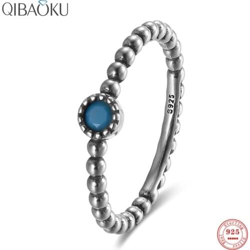 S925 Sterling Silver Ring for Women Turquoise Round Beads Oxidized Silver Ring Gift Fine Jewelry Exquisite Luxury Rings