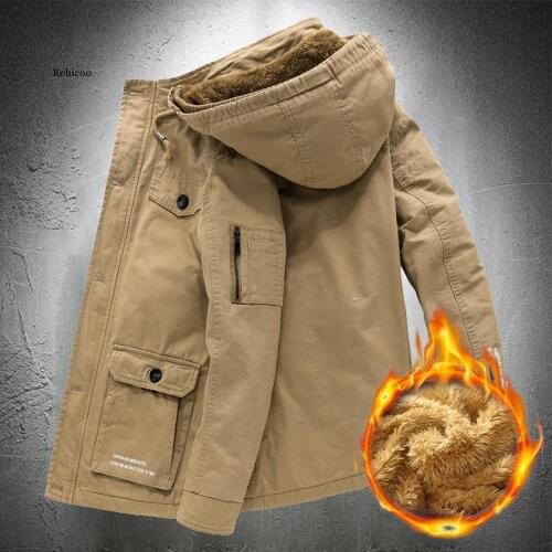 Winter Jacket Men Military Thick Outdoor Jacket Men Fleece Lined Hooded Cotton Coat Outwear Winter Fashion Men Jackets Plus Size