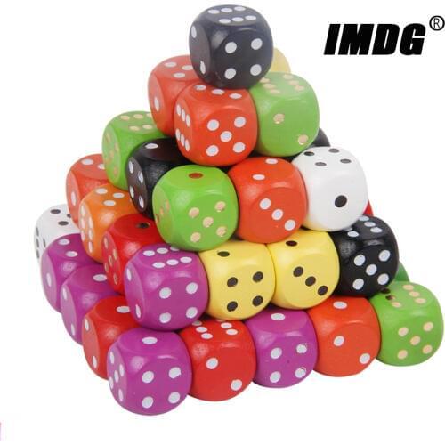 10pcs/pack Wood Dice 16mm Colorful Solid Wooden Dot Game Rounded Dice Drinking Mahjong Dice