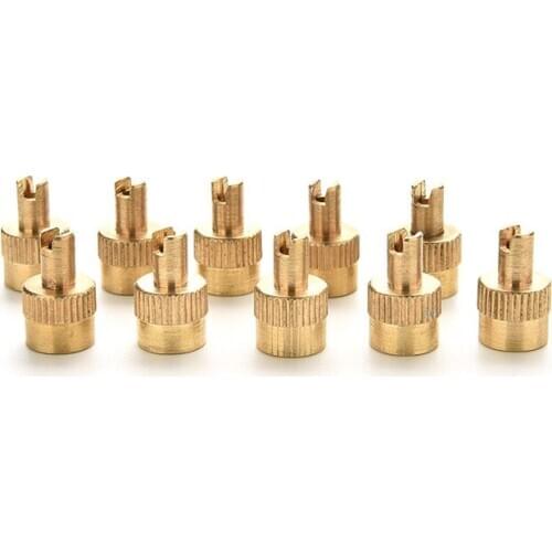 10pc Chrome Metal Slotted Head Valve Stem Caps With Core Remover Tool Motorcyle/Car