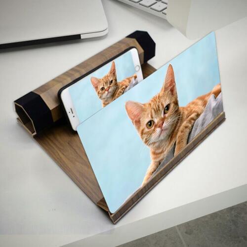 12 Inch 3D HD Movie Video Amplifier Retro Wooden Screen Magnifier Cell Phone With Foldable Holder Stand For iPhone Smart Phone