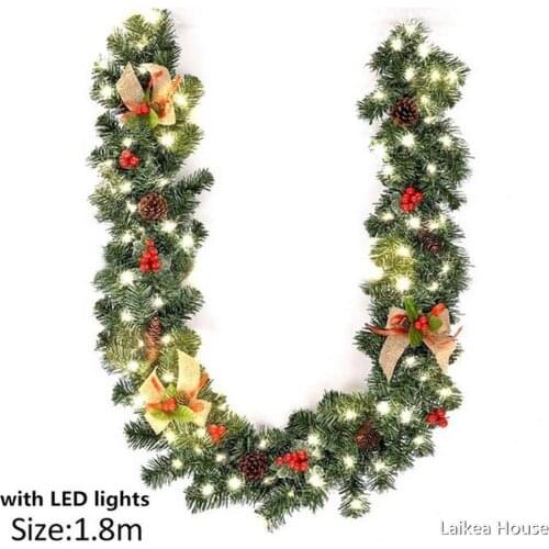 180CM Red Christmas Decoration For Home Cane Door With LED Lightings 2021 New Year Supplies Hanging On The Christmas Tree Decor