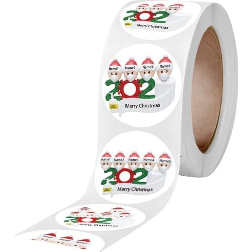 2020 Christmas Stickers Decoration Personalized Survived Family Holiday Round Label Ornament 500Pcs/set