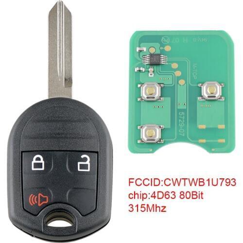 315Mhz 3 Buttons Remote Keyless Entry Remote Key Fob Car Key 4D63 80Bits Chip M3N5WY72XX Fit for 2011 2012 2013 2014 FORD F150