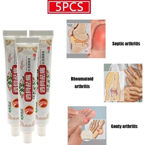 5pcs Joint Pain Relief Ointment Chinese Herbal Cream Muscle Rub Medical Plaster Rheumatoid Arthritis