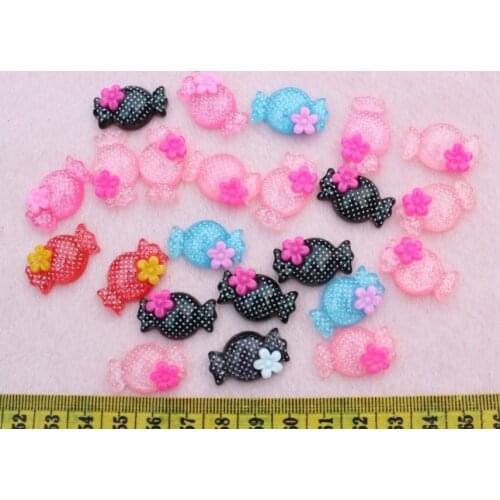 50pcs Polka Dot Sweet glitter transparent CANDY Resin Flat Back Cabochons 26mm multi colors