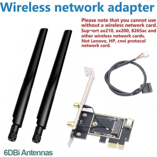 M.2 To PCI Express Wireless Adapter Converter with 2x Antenna NGFF M.2 WiFi Bluetooth Card For Intel AX210 AX200 9260 8265 8260