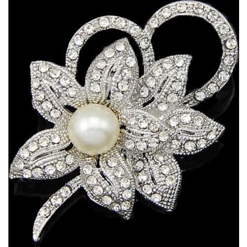 Shining Crystal Great Simulated Pearl Flowers High Quality Brooches for Women Clothes Brooch Pins Jewelry