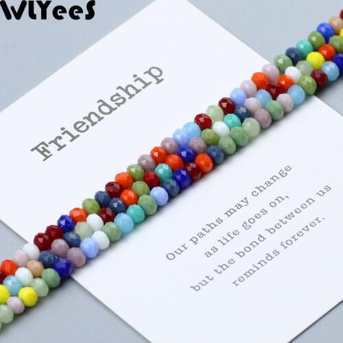 WLYeeS 100pcs Ceramic Crystal Beads 4*3mm Austrian Crystal faceted flat Round Spacer Loose beads for DIY Jewelry Bracelet Making