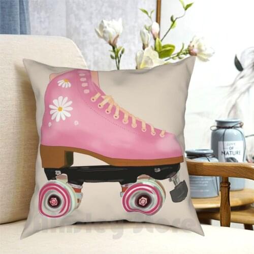 Retro Pink Pastel Roller Blade Pillow Case Printed Home Soft Throw Pillow Retro Vintage Roller Blade Pastel Roller Blade