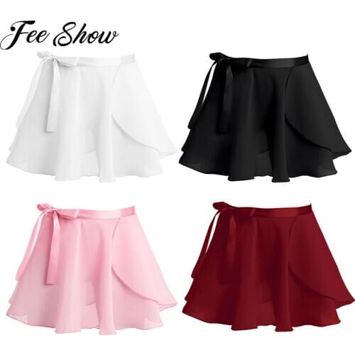 Feeshow Children Girls Chiffon Skirts Tutu Ballet Dance Wear Costume Skate Wrap Scarf Teen Girls Ballerina Leotard Dance Skirts