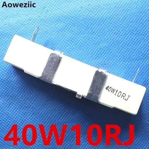 5pcs/lot) 40W 10 ohm +/- 5% Horizontal cement resistor 40W10RJ Cement resistance 40W10ΩJ Ceramic resistor plug-in RX27-4H