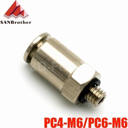 Hot! 3D Printer Pneumatic Fittings PC4-M6,PC6-M6 For 4mm,6mm PTFE Tube Connector Coupler Top Quality