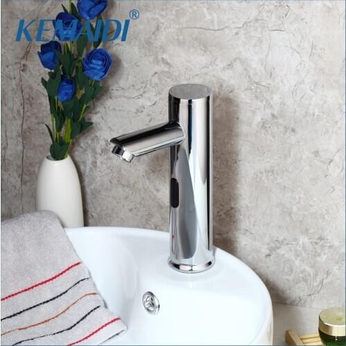 KEMAIDI Bathroom Sink Mixer Chrome Finished Hot Cold Mixer Automatic Hand Touch Tap Hot Cold Tap Free Sensor Faucets