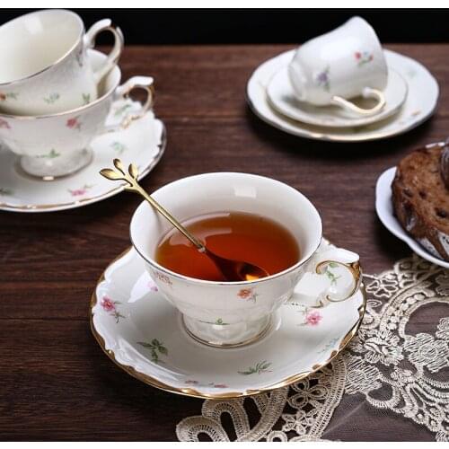 Ceramic Hand Painted Afternoon Tea Cup And Saucer Set European Vintage Breakfast Milk Coffee Cup With Dish Spoon