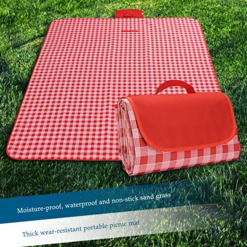 Picnic Mats Waterproof Folding Camping Picnic Blanket Red White Checkered Mat Beach BBQ Thicken Pad 78.7x78.7in