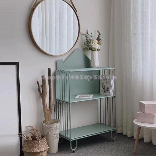 Creative Childrens Bookshelf Floor Bookcase Rack Living Room Iron Art Small House Kindergarten Baby Picture Book Rack Storage
