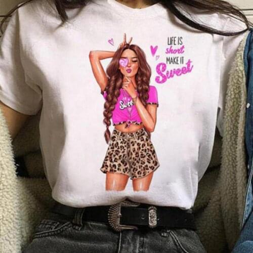 Summer Fashion Shirt Sexy Girl T-shirt Female Top Low Collar Black T-shirt Funny Princess Wild Lady Oversized T-shirt S-3XL