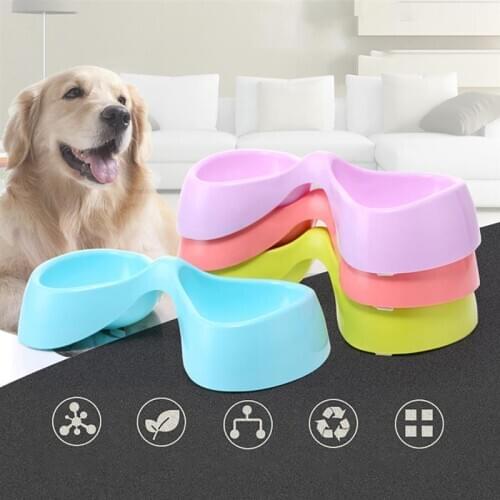 Pet Bowl Creative Non-slip Reusable Double Bowl Dog Bowl Cat Bowl for Food Water