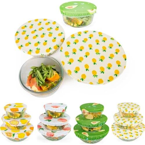 Reusable Cloth Bowl Cover Elastic Durable Cotton Cloth Dust Container With Cover Leak-free Lining Set Of 3