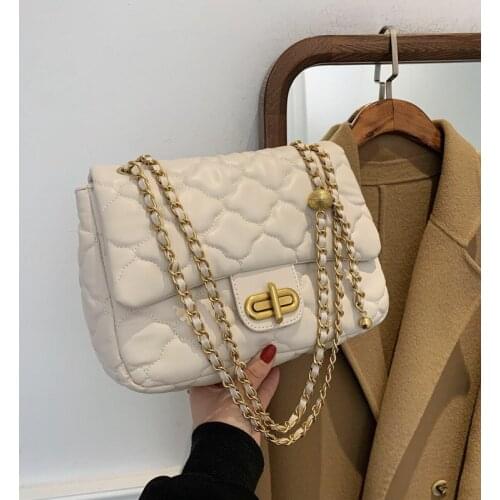 NEW Casual Chain Women Shoulder Bag Designer Quilted Handbags Luxury Pu Leather Crossbody Bag Lady Flap Purses 2021