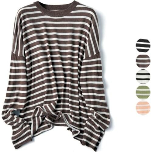 European and American new style best-selling high-quality loose crimped contrast sweater fashion outdoor casual womens sweater