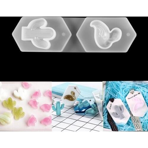 Brid Shape Silicone Mold Cactus Pendants Molds Pressed Flower Epoxy UV Casting Mould for DIY Resin Jewelry Making Accessories