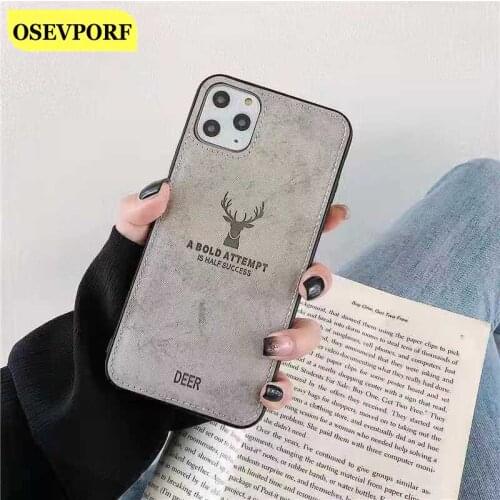 Luxury Fabric Cloth Cute Deer Phone Case for iPhone 12 11 Pro Max 8 7 6 6S Plus TPU Ultra Thin Back Cover for iPhone XR Max X XS